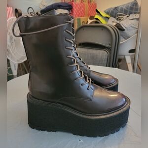 Circus NY By Sam Edelman- Women's Slater Lace-Up Platform Wedge Combat Boots